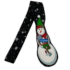 LET IT SNOW CHRISTMAS HOLIDAY SNOWMAN SNOWFLAKE MEN’S TIE